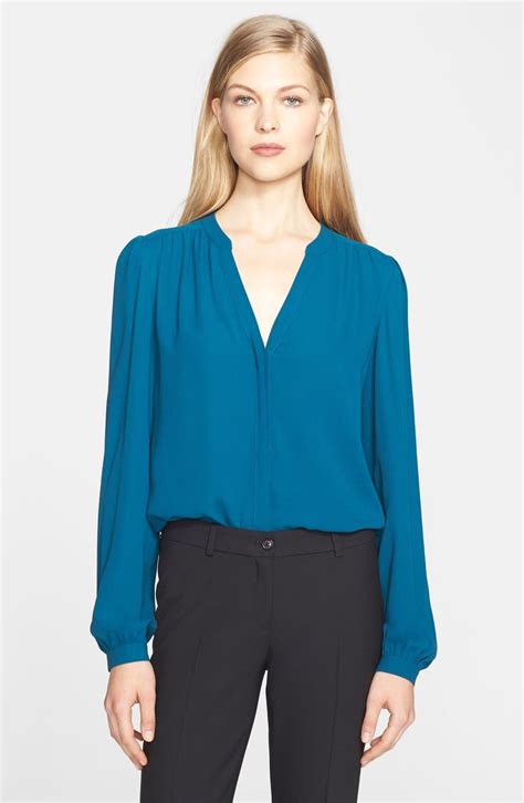 michael kors bluse hellgrün seide|Silk Georgette Blouse .